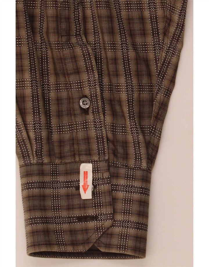 Lacoste Chemise Homme Taille 45 XL Marron Check Coton