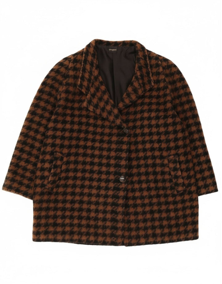 ELENA MIRO Pardessus Oversize Femme IT 43 Marron Moyen Pied-de-Poule Rétro