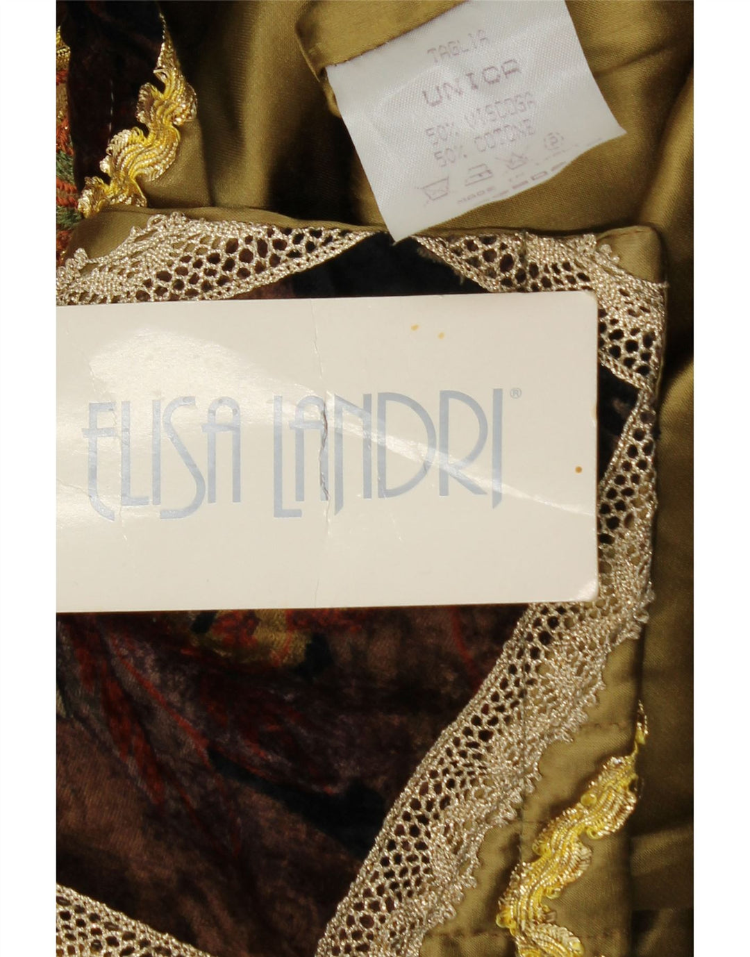 ELISA LANDRI Veste Blazer Femme UK 16 Grand Kaki Patchwork Viscose