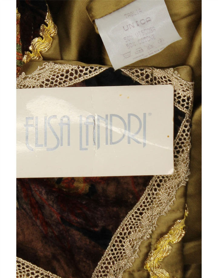 ELISA LANDRI Veste Blazer Femme UK 16 Grand Kaki Patchwork Viscose