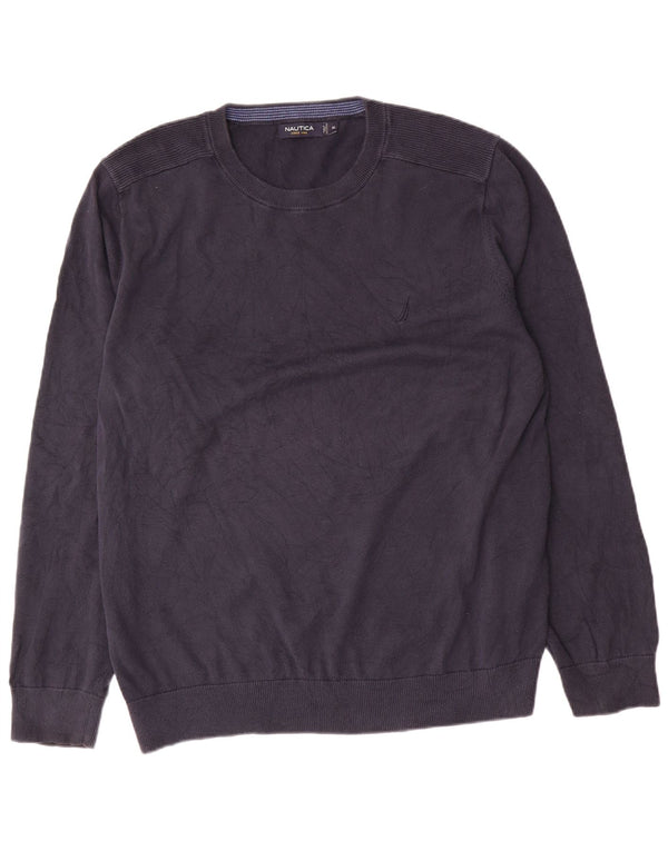 Nautica Pull col rond pour homme XL en coton bleu marine