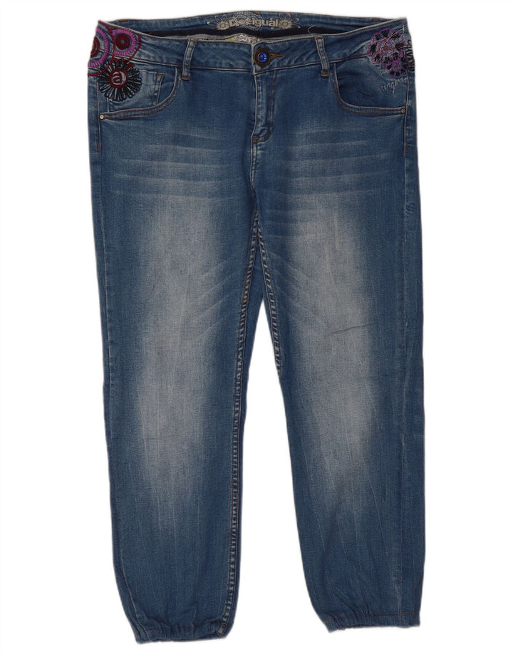 DESIGUAL Jean Court Homme W36 L24 Bleu Floral