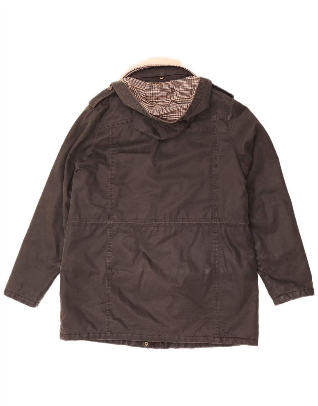 Fat Face Parka à capuche pour femme UK 12 en coton noir moyen