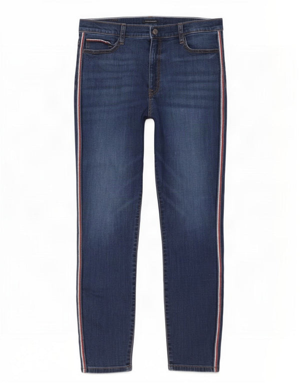 Tommy Hilfiger Jean fuselé taille haute pour femme US 14 XL W32 L28 Bleu coton