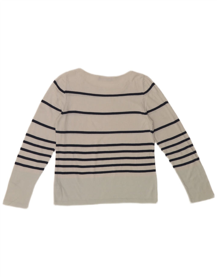 Marks & Spencer Haut à manches longues pour femme UK 8 Petit coton rayé blanc