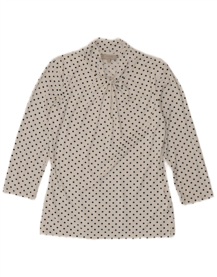 HOBBS Chemisier à manches 3/4 pour femme avec nœud sur le devant, taille 36, petit pois blanc