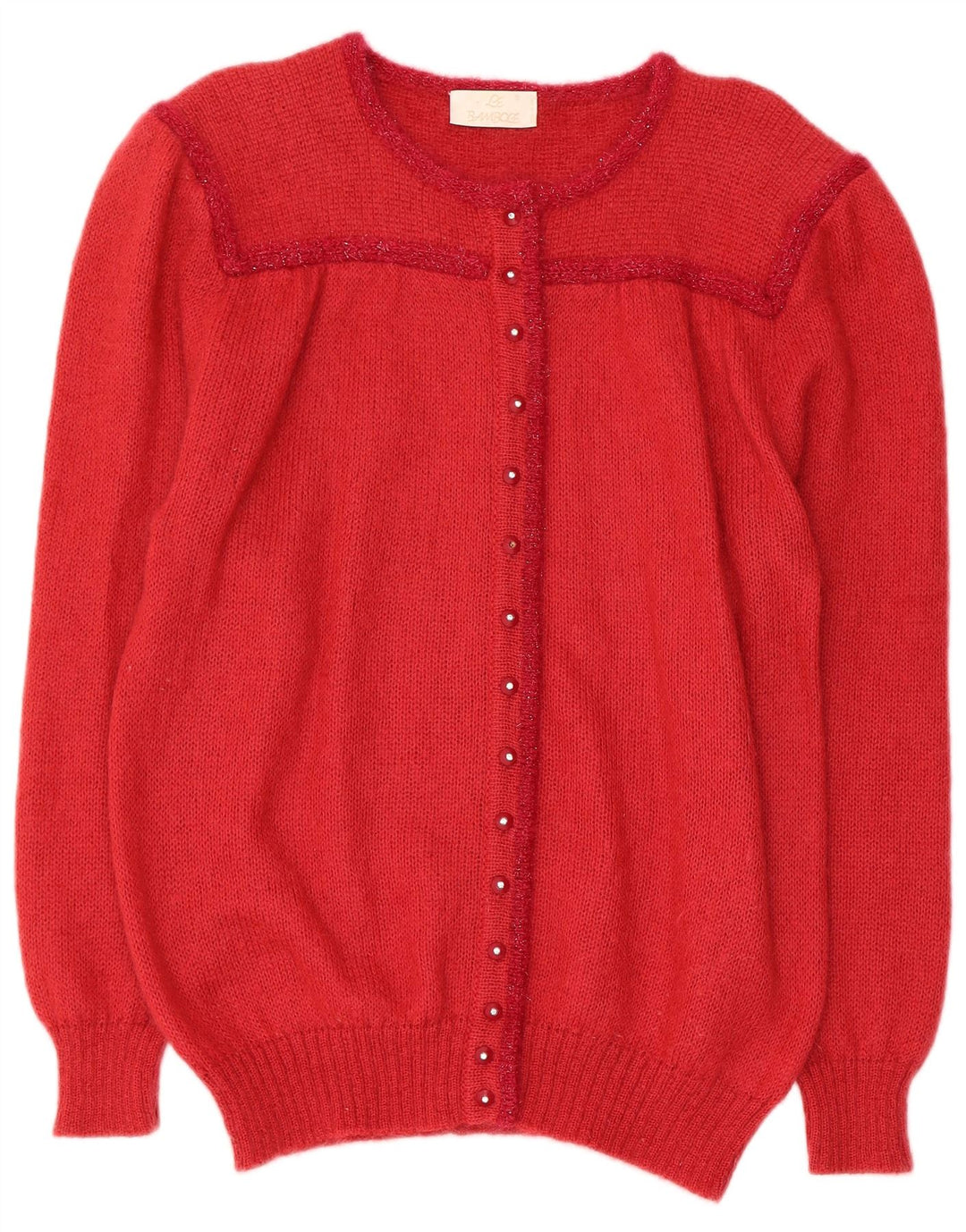 LE BAMBOLE Pull Cardigan Femme IT 48 XL Rouge Mohair