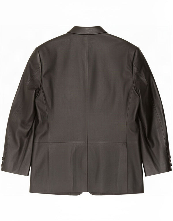 Kartel Veste blazer en cuir à 3 boutons pour homme UK 40 Large Noir