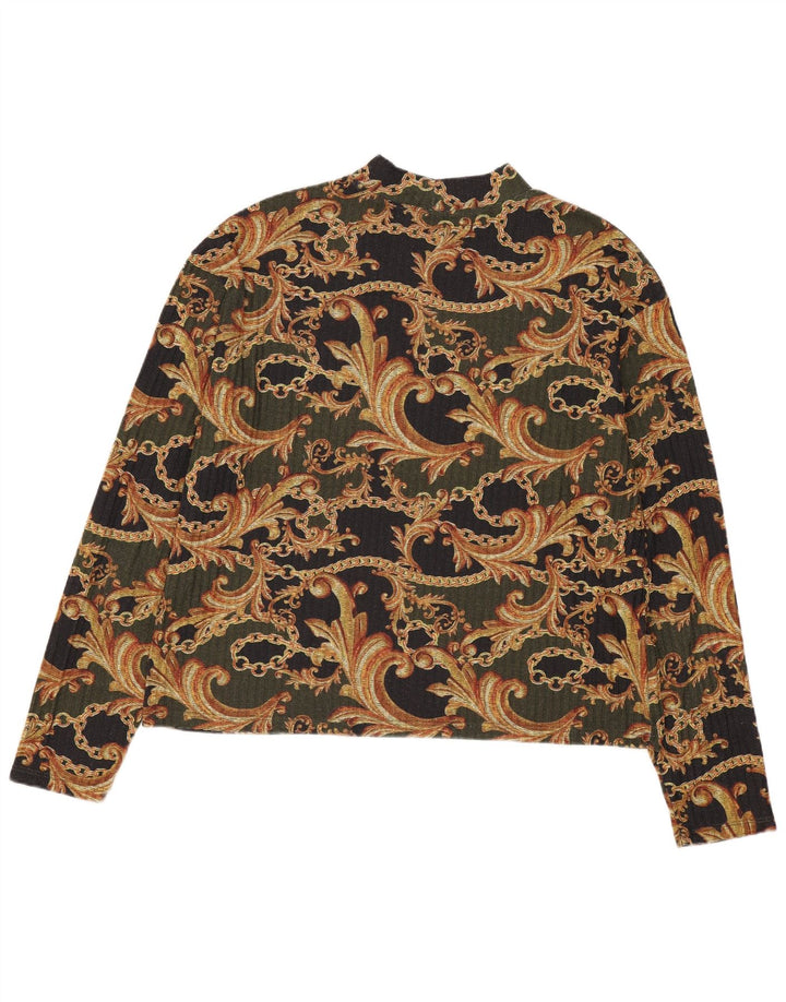 Zara Chemisier à manches longues pour femme UK 44 Medium Kaki Paisley Polyester