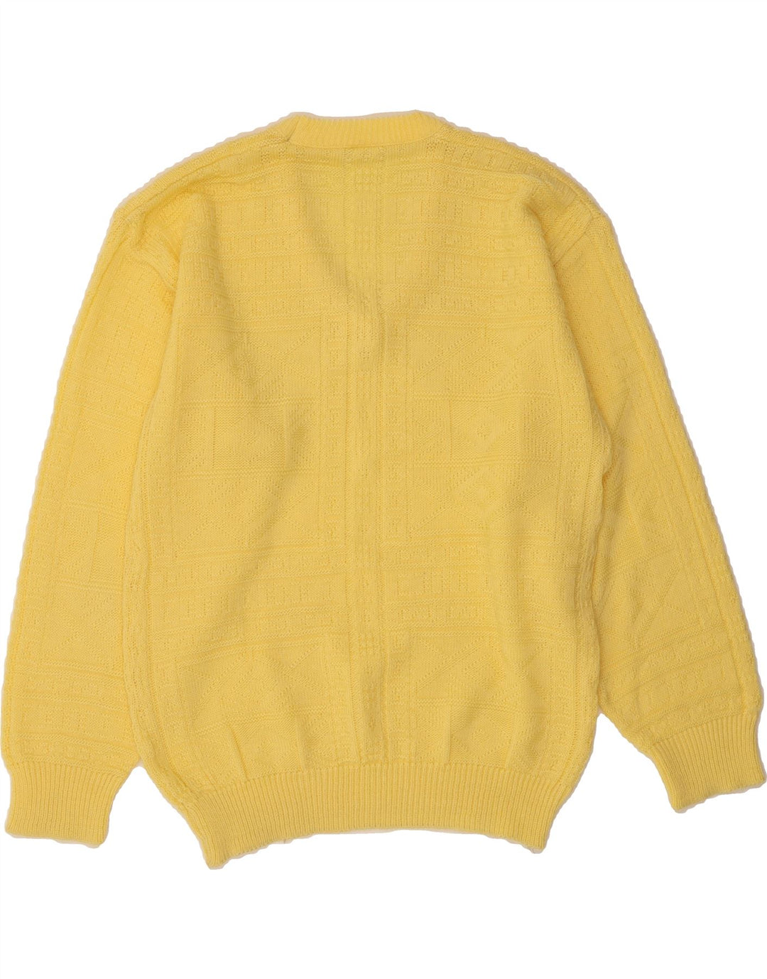 VINTAGE Mens V-Neck Jumper Sweater IT 48 Medium Yellow Acrylic Vintage Vintage and Second-Hand Vintage from Messina Hembry 
