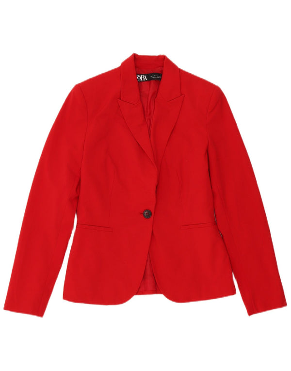 Zara Veste blazer surdimensionnée à 1 bouton pour femme EU 34 2XS Rouge Polyester