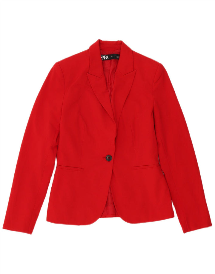 Zara Veste blazer surdimensionnée à 1 bouton pour femme EU 34 2XS Rouge Polyester