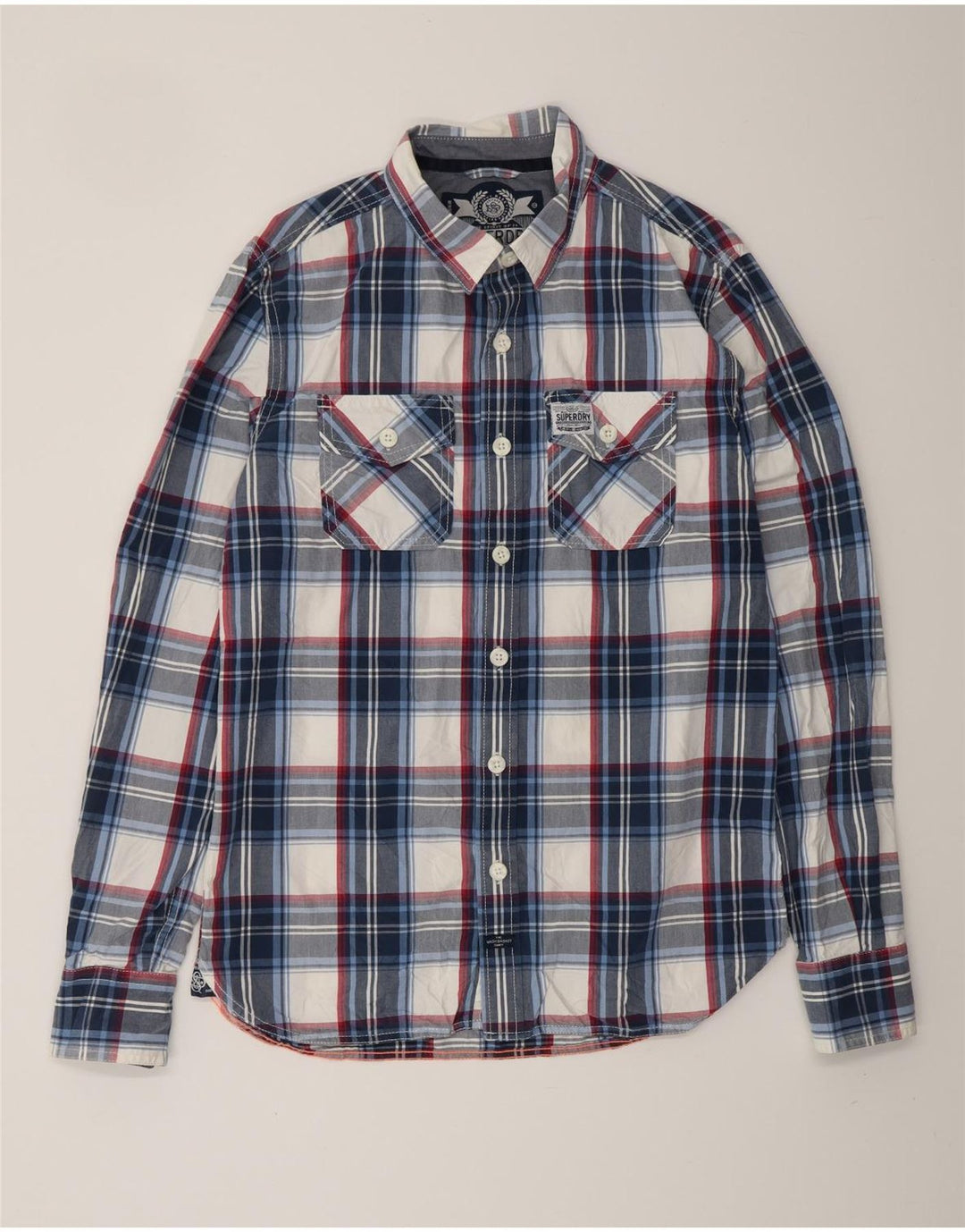 SUPERDRY Chemise Homme Grand Carreau Bleu Marine