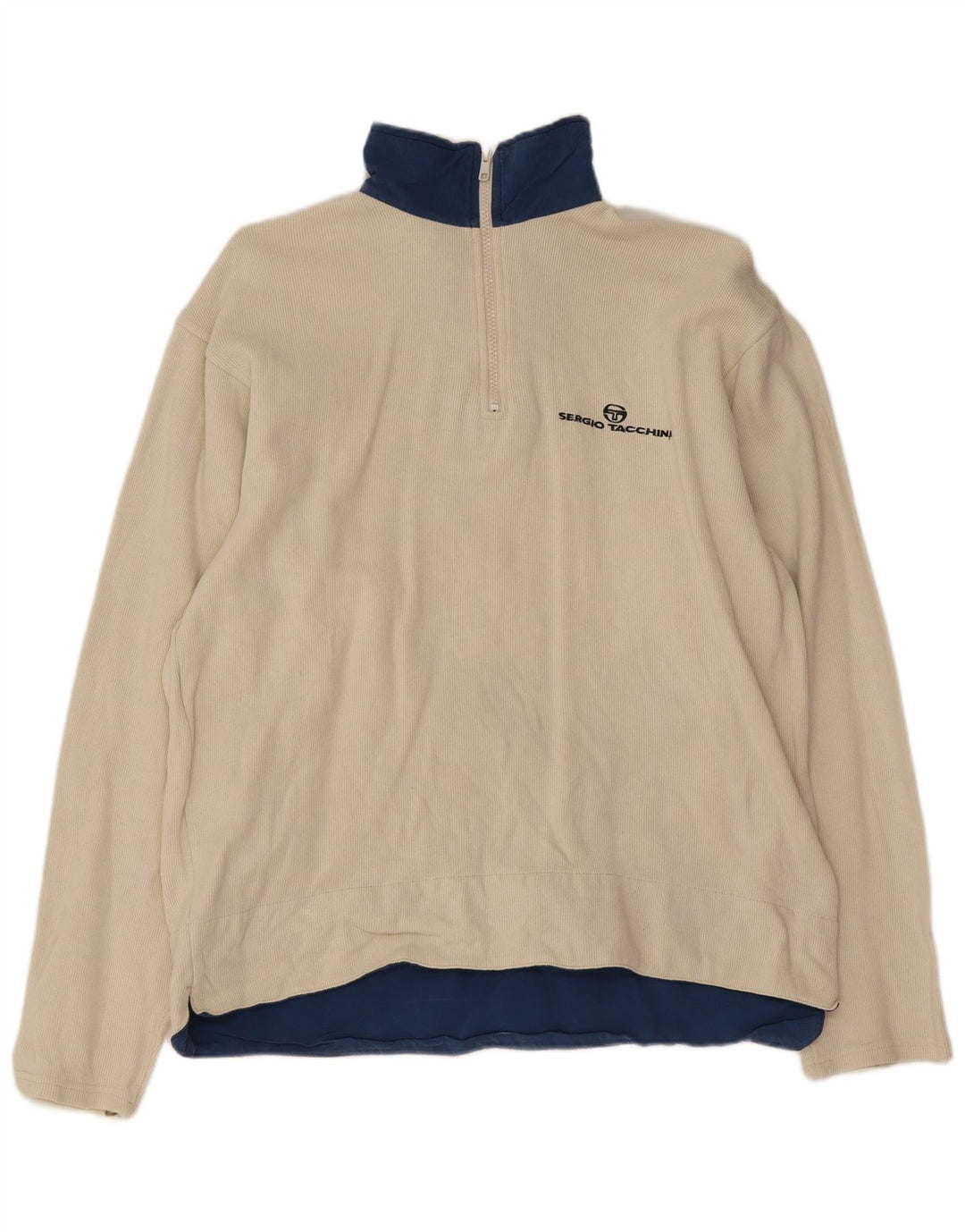 Sergio Tacchini Haut à col zippé et manches longues pour homme en coton beige moyen