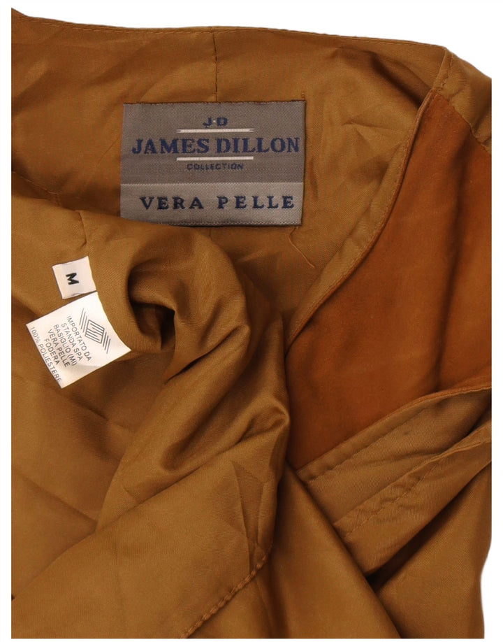James Dillon Gilet en daim pour homme en cuir beige moyen
