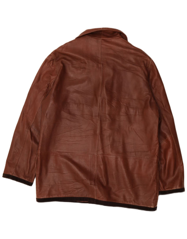 Marco Baldassari Mens Leather Coat UK 42 XL Brown