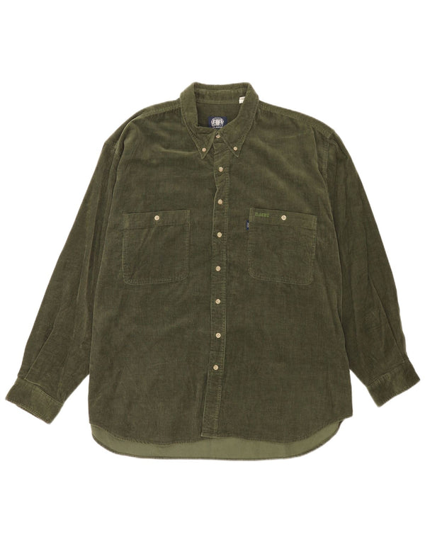 Chemise en velours côtelé CLASSIC pour homme UK 45/46 XL en coton vert