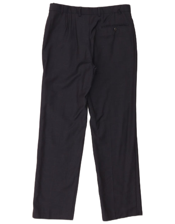 Marks & Spencer Pantalon de Costume Droit Homme W32 L31 Laine Bleu Marine