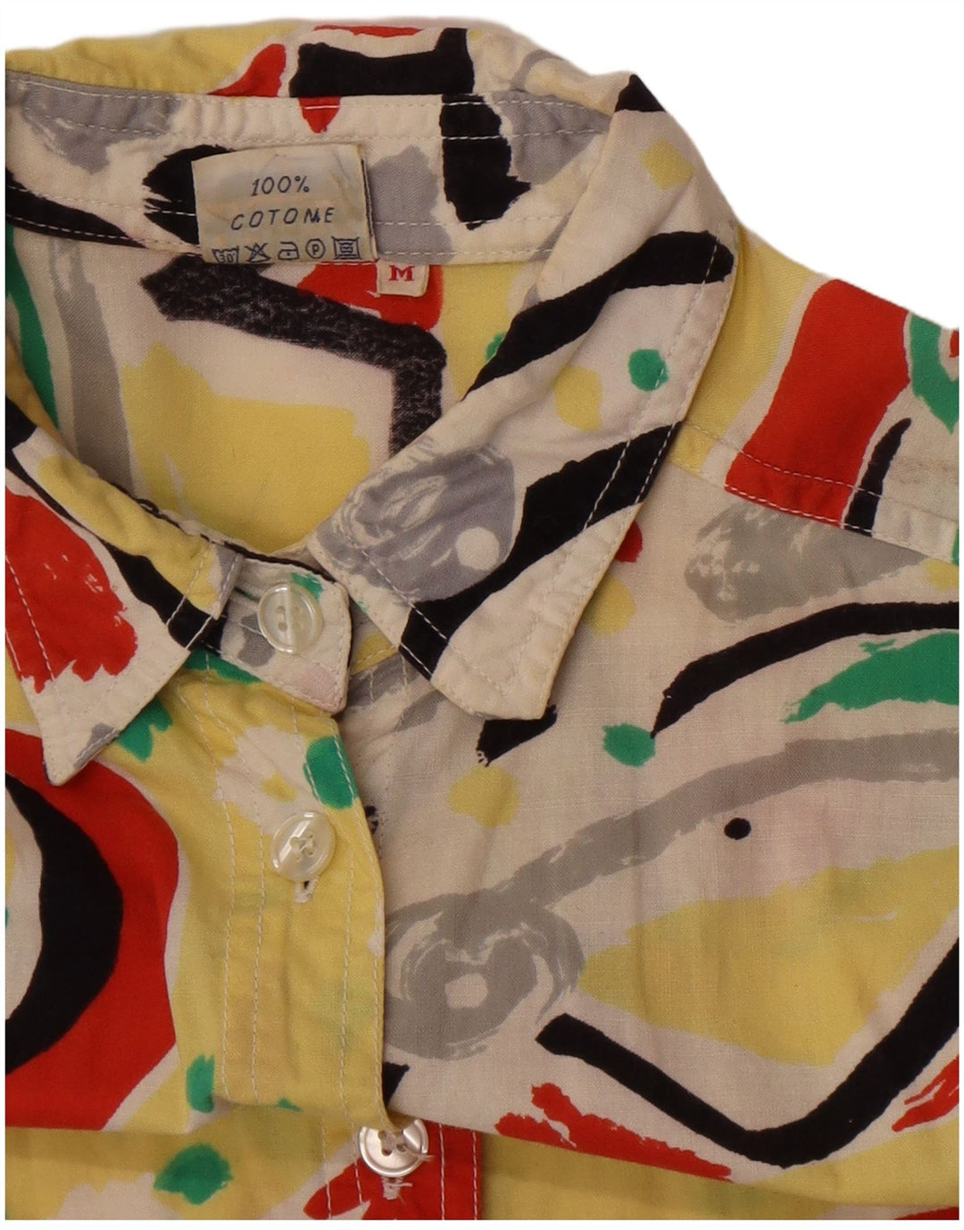 vintage Femmes Chemise surdimensionnée Blouse UK 14 Moyen Multicolore Géométrique
