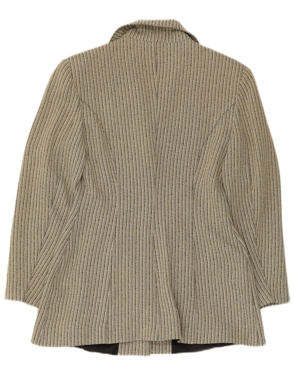 Tenax Veste Blazer 3 Boutons Femme IT 40 Petit Acétate Rayé Beige