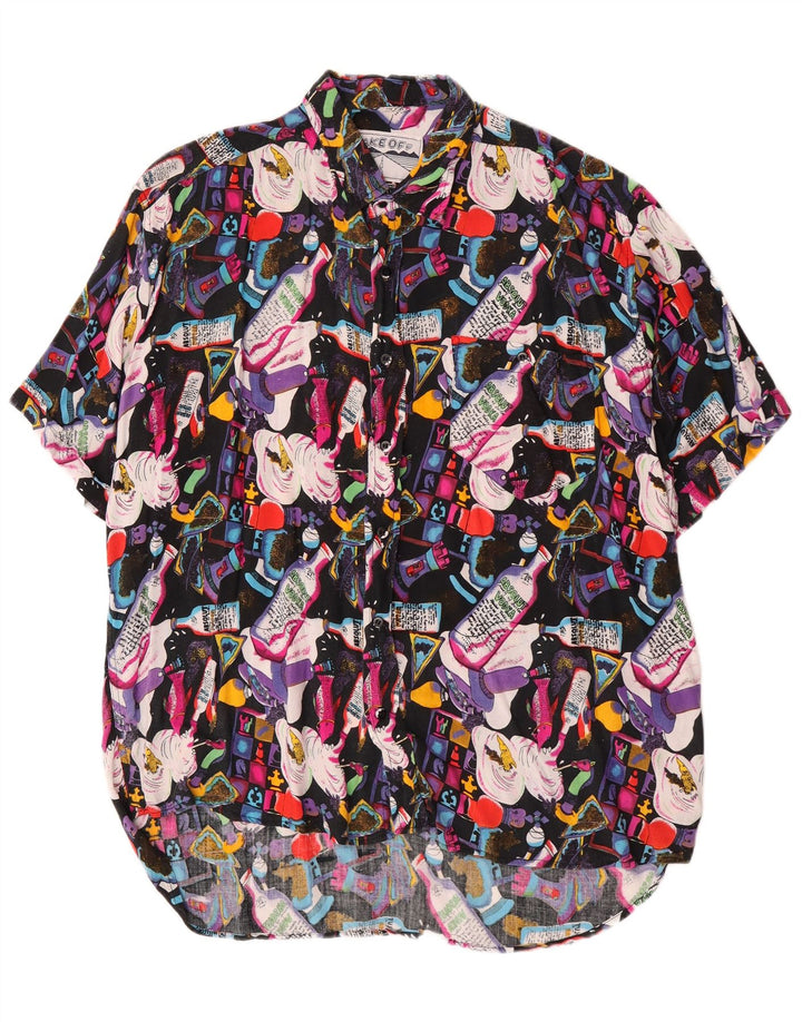 Chemise à manches courtes Vintage pour hommes, motif abstrait, Viscose multicolore XL