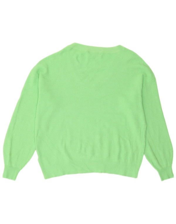 Marks & Spencer Pull col en V pour femme UK 16 Large Vert Viscose