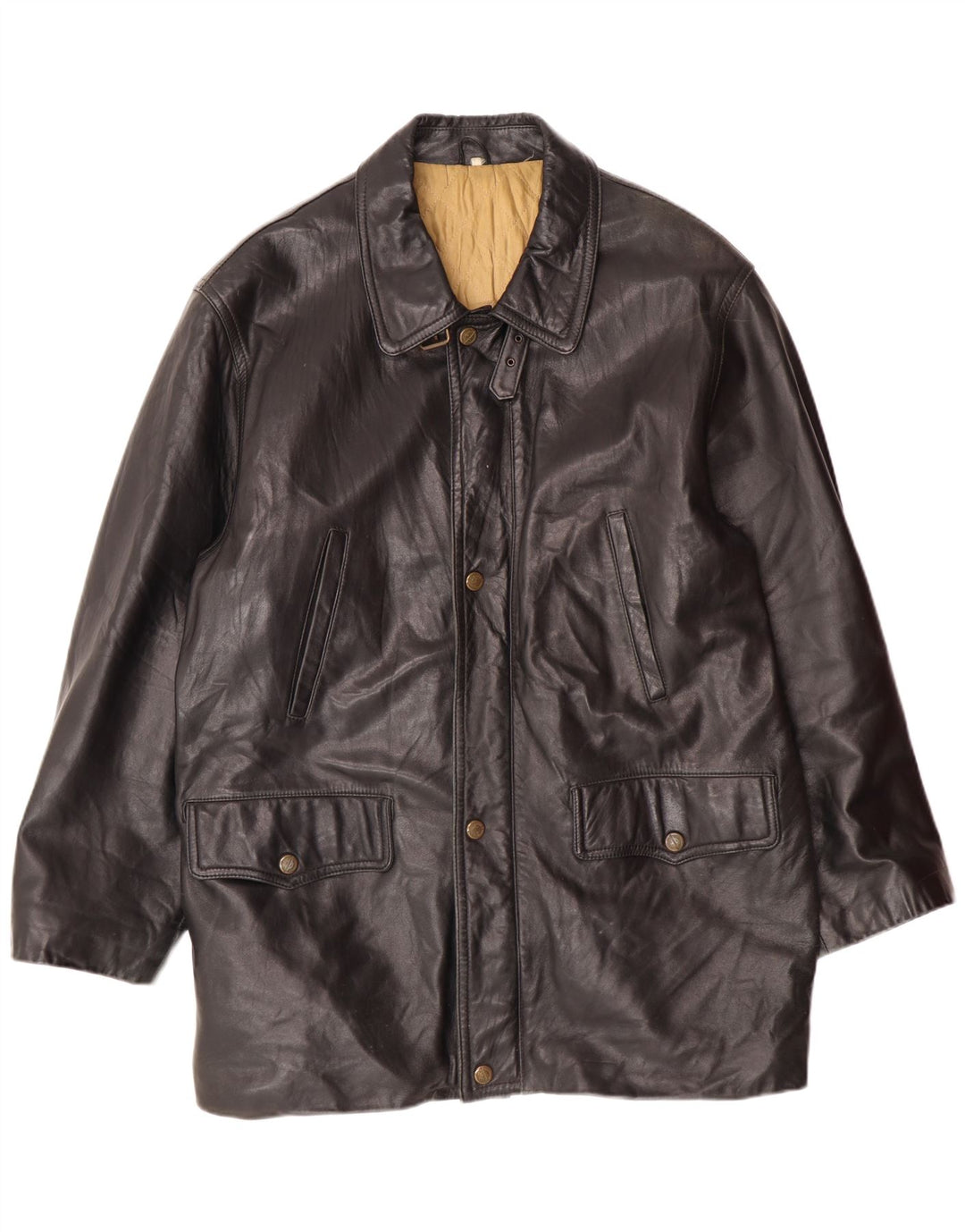VINTAGE Veste en cuir homme IT 54 2XL Cuir noir