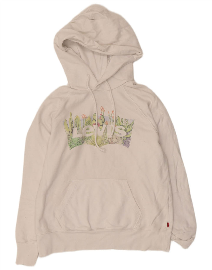 Levi's Pull à Capuche Graphique Oversize Femme UK 6 XS Blanc