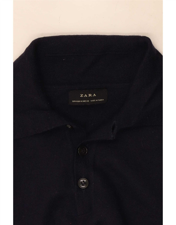 Zara Pull Col Polo Homme Bleu Marine Moyen