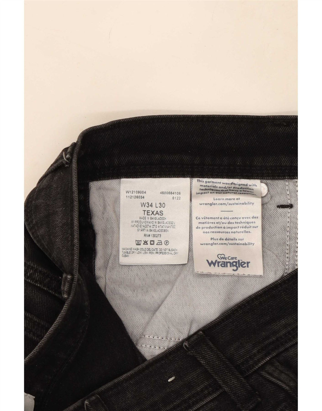 Wrangler Jean Droit Texas Homme W34 L30 Noir Coton