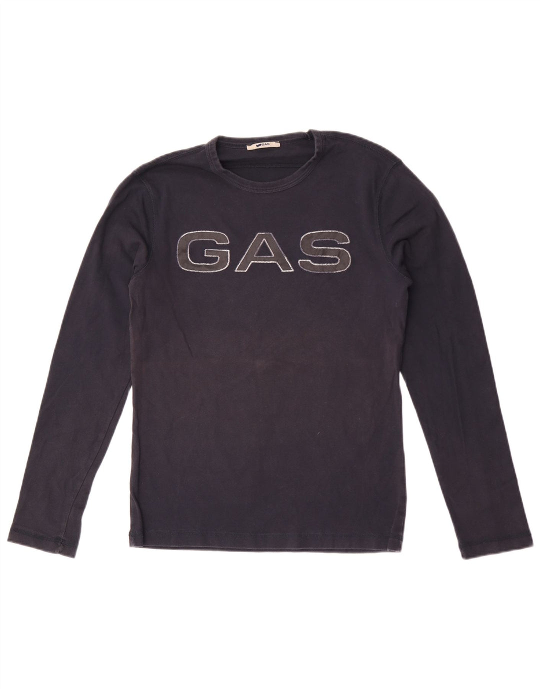 Gas Haut Graphique Femme Manches Longues UK 12 Bleu Marine Moyen Coton