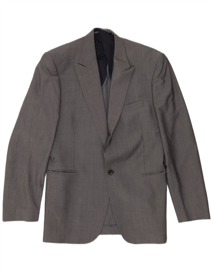 REISS Veste Blazer 1 Bouton Homme UK 40 Large Gris Laine