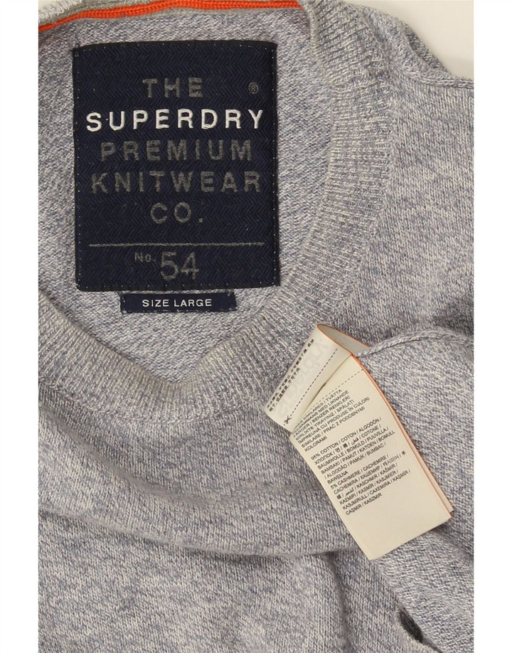 Superdry Pull ras du cou pour homme en coton gris Large