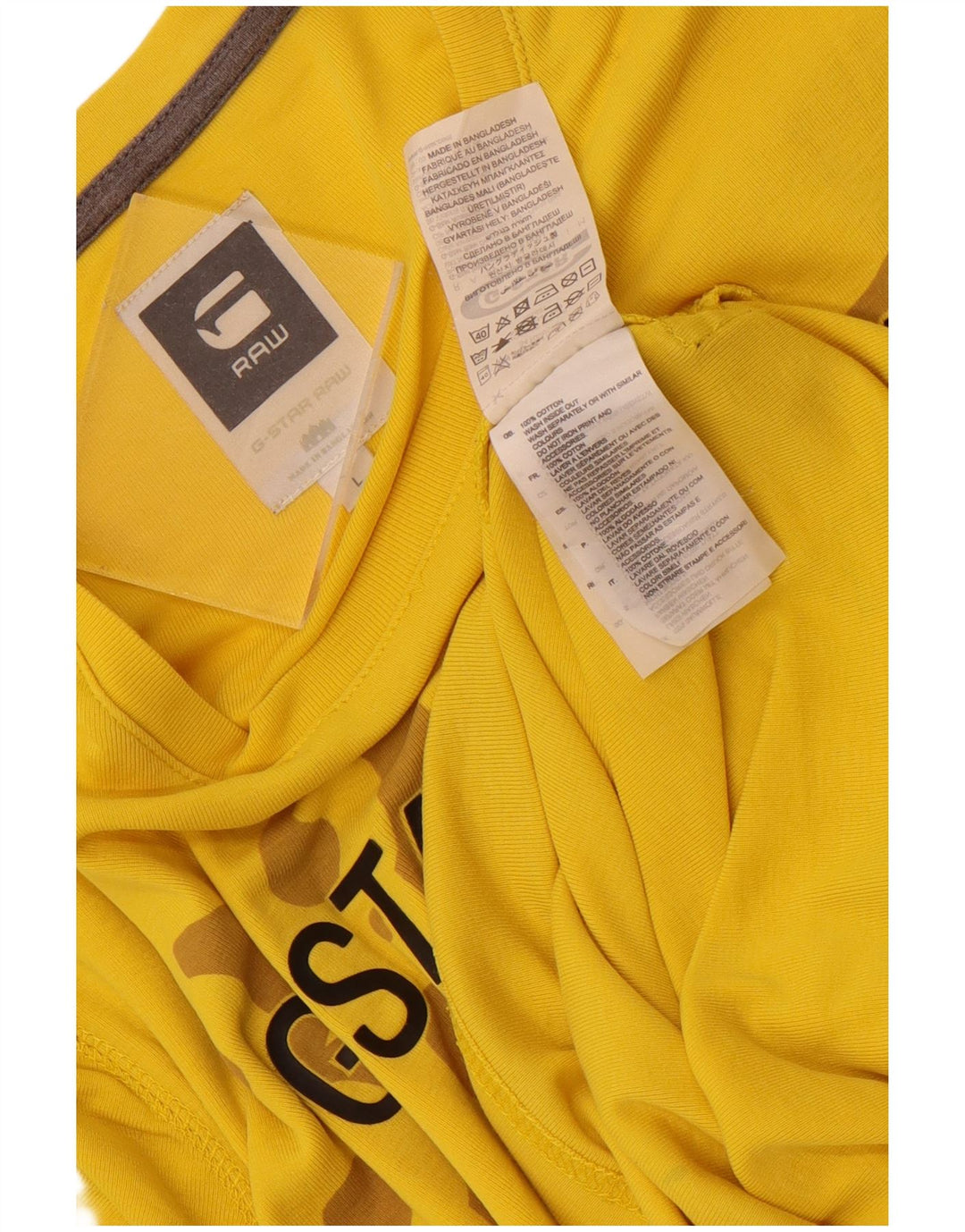 G-Star Homme Graphic T-Shirt Top Large Jaune Coton