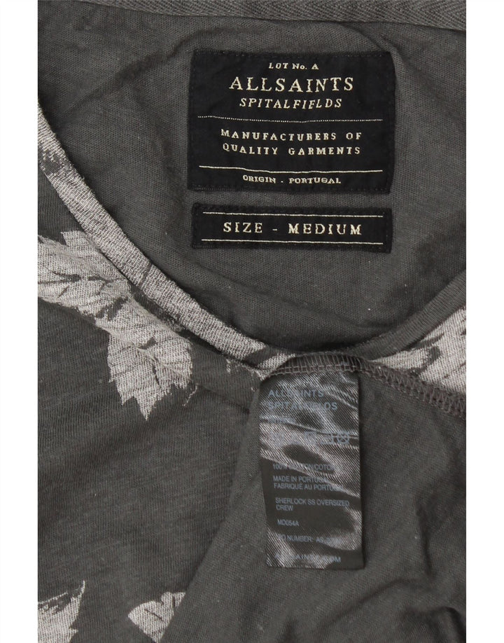 All Saints T-Shirt Homme Gris Moyen Floral Coton