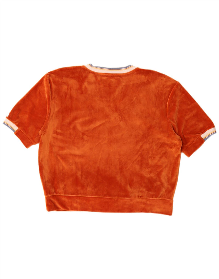 Benetton Haut chemisier surdimensionné en velours pour femme UK 16 Large Orange Polyester