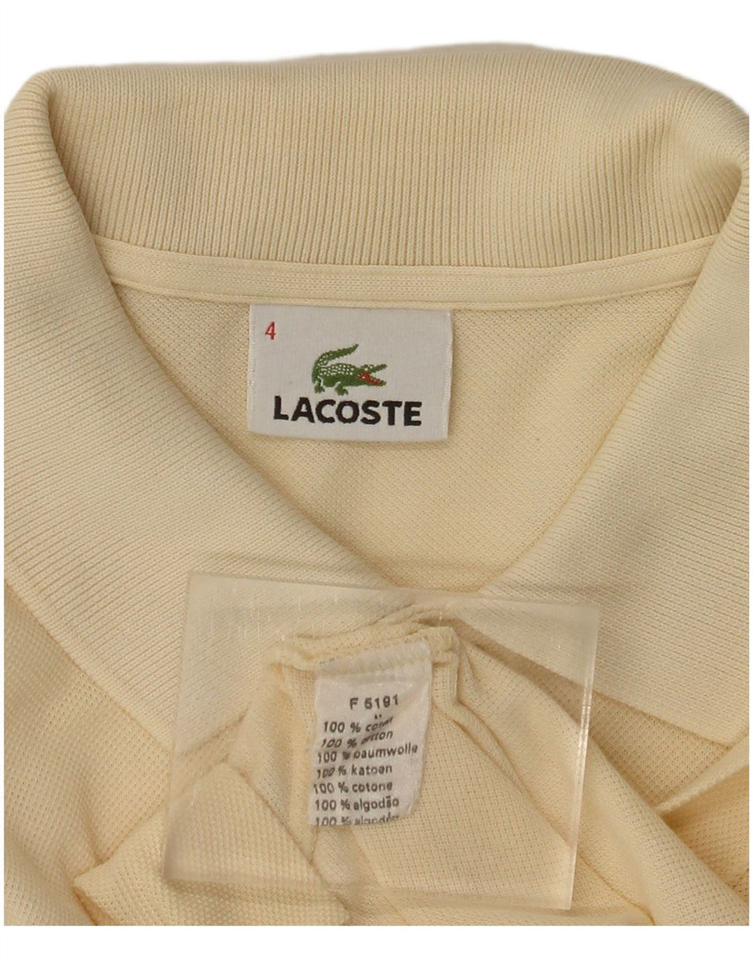 Lacoste Polo coupe classique pour homme taille 4 en coton jaune moyen classique