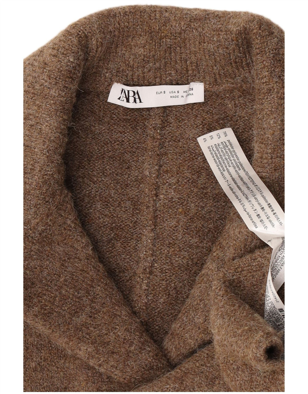 Zara Cardigan surdimensionné pour femme UK 10 Petit polyester marron
