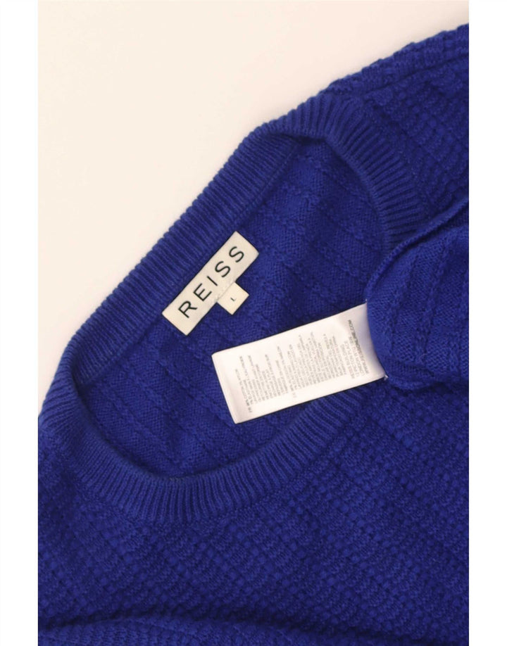 Reiss Pull à col rond pour homme en coton bleu Taille L