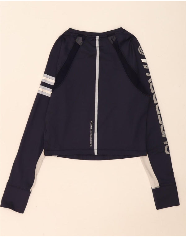 Superdry Haut graphique à manches longues pour femme UK 12 Bleu marine moyen Colourblock