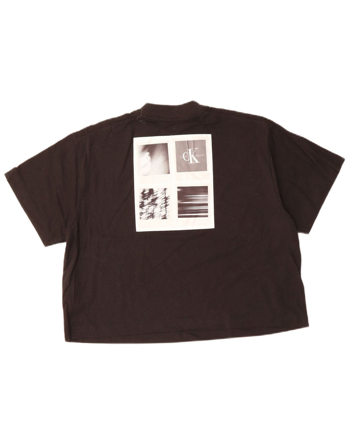 CALVIN KLEIN T-shirt court surdimensionné pour femme UK 10 Small Noir