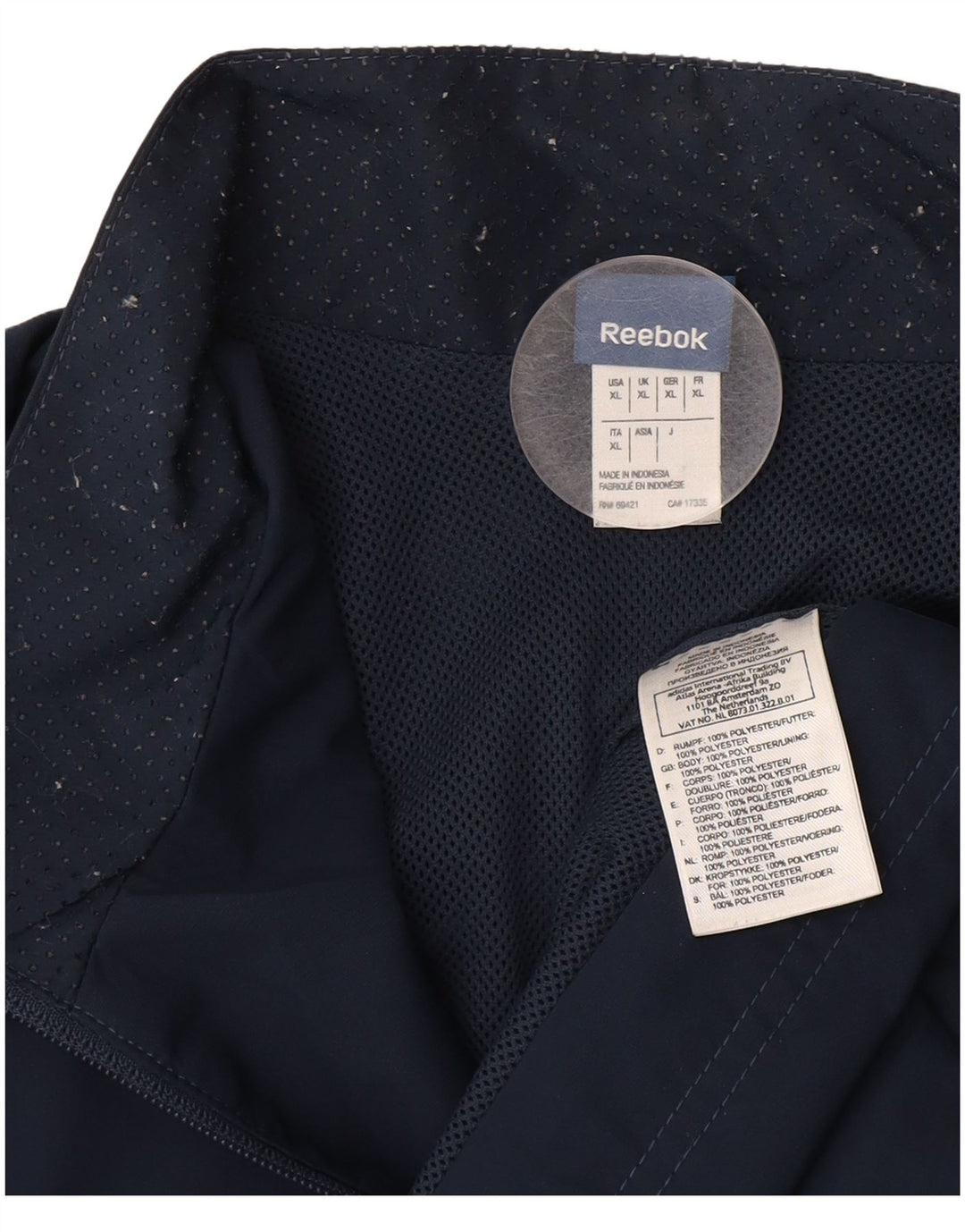 REEBOK Veste de Survêtement Homme XL Bleu Marine Polyester