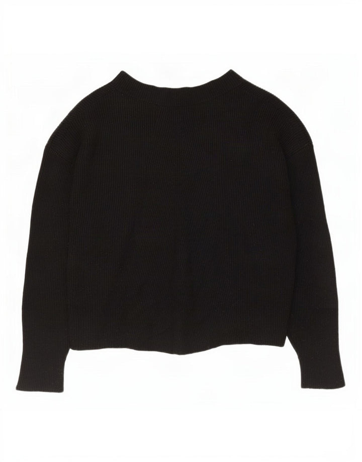Zara Pull surdimensionné à col bateau pour femme UK 10 Petit Noir