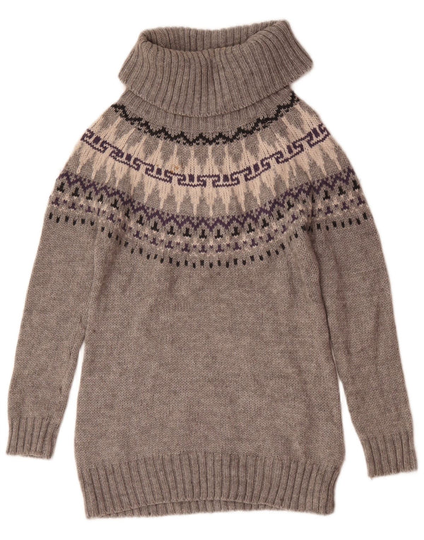 Marks & Spencer Pull col roulé pour femme UK 12 Gris moyen Fair Isle