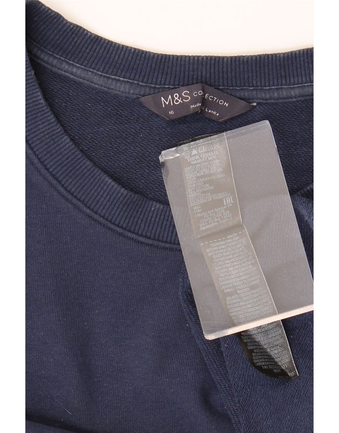 Marks & Spencer Sweat-shirt pour femme UK 16 Large Bleu marine Coton