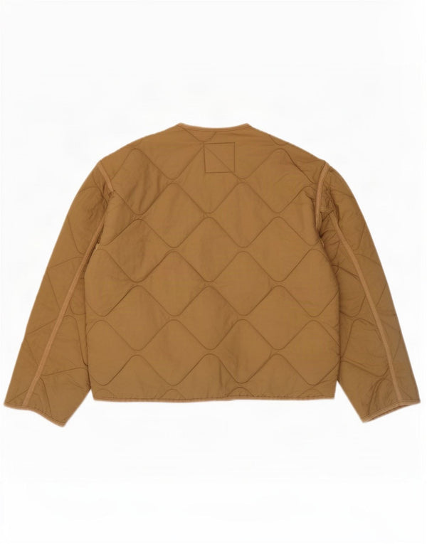Zara Veste matelassée surdimensionnée pour femme UK 10 Petit polyester beige