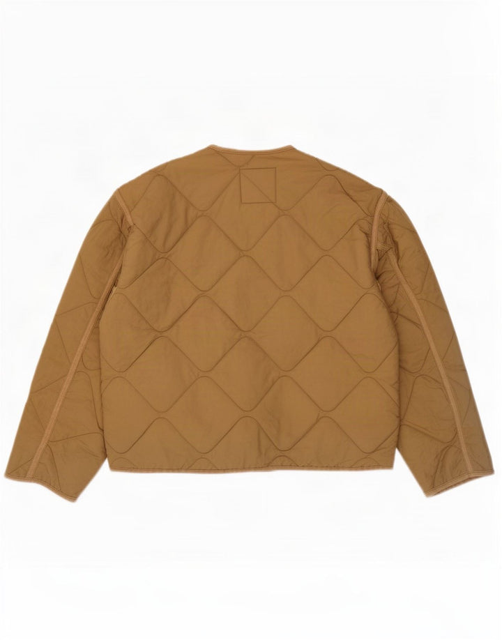 Zara Veste matelassée surdimensionnée pour femme UK 10 Petit polyester beige