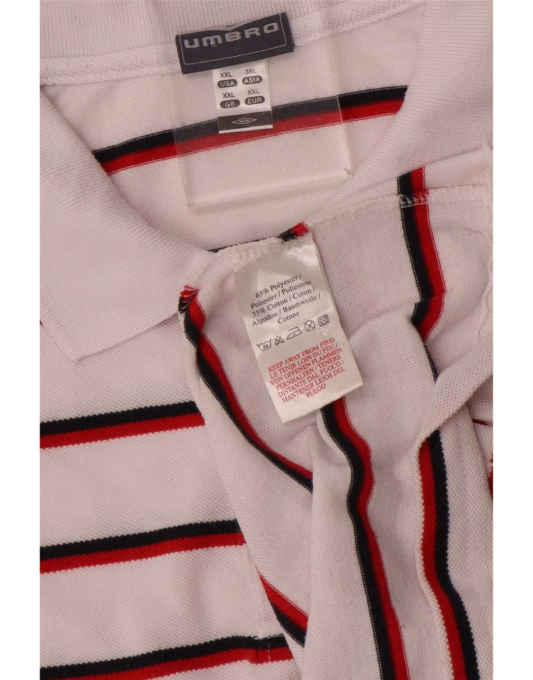 Umbro Polo Homme 2XL Blanc Rayé Polyester