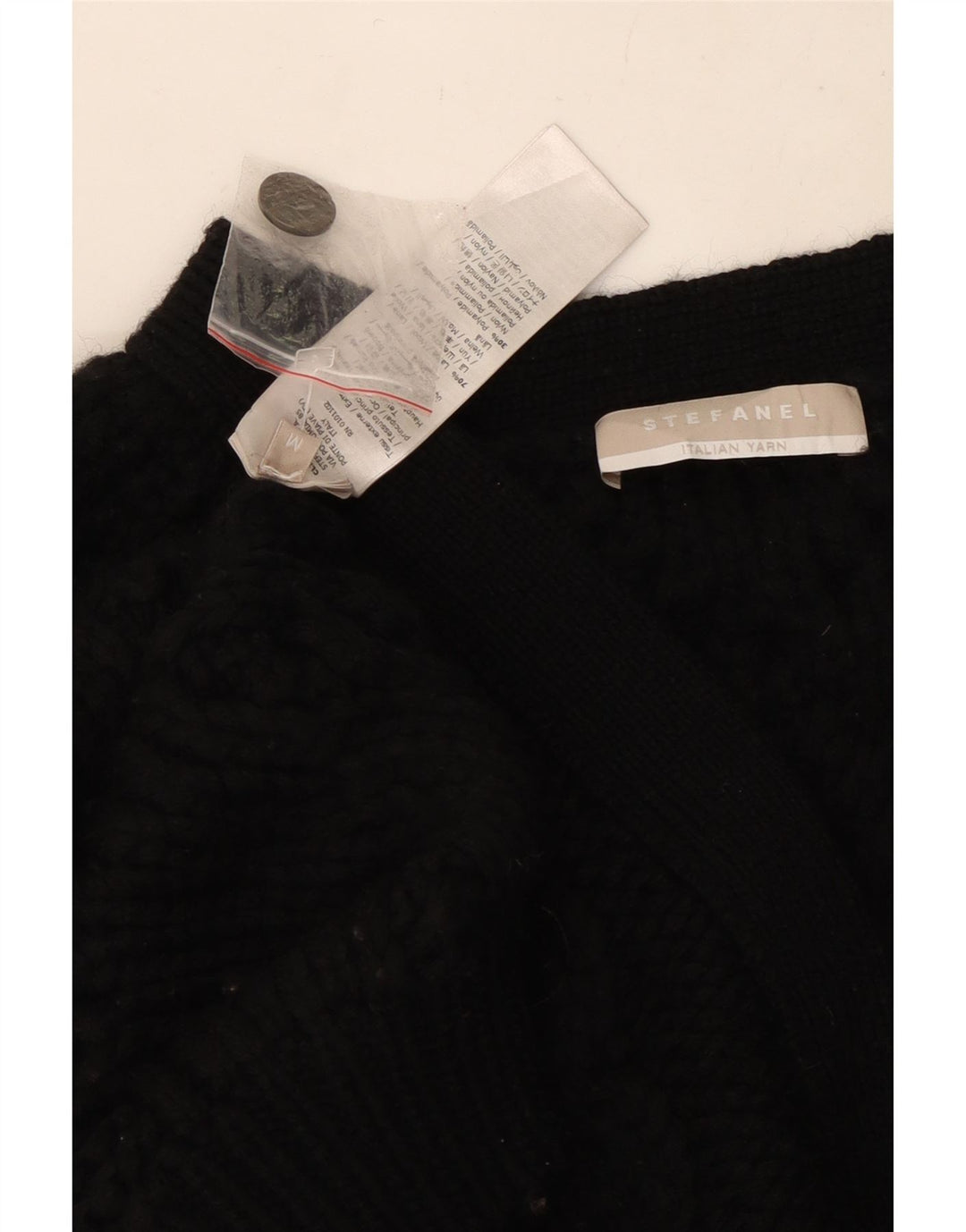 Stefanel Cardigan Femme Pull UK 14 Laine Noir Moyen