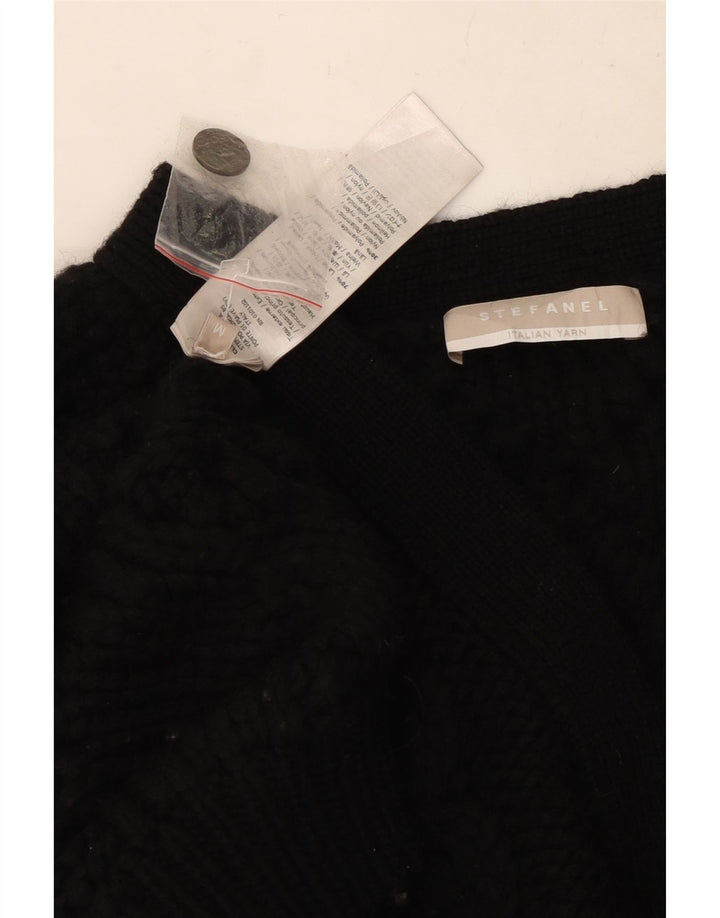 Stefanel Cardigan Femme Pull UK 14 Laine Noir Moyen